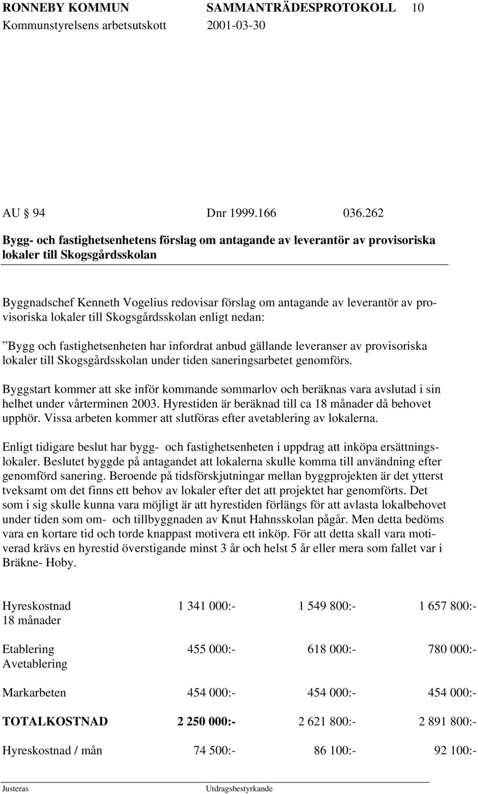 provisoriska lokaler till Skogsgårdsskolan enligt nedan: Bygg och fastighetsenheten har infordrat anbud gällande leveranser av provisoriska lokaler till Skogsgårdsskolan under tiden saneringsarbetet