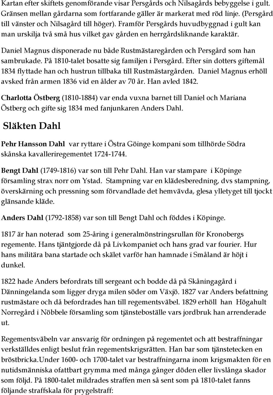 Daniel Magnus disponerade nu både Rustmästaregården och Persgård som han sambrukade. På 1810-talet bosatte sig familjen i Persgård.