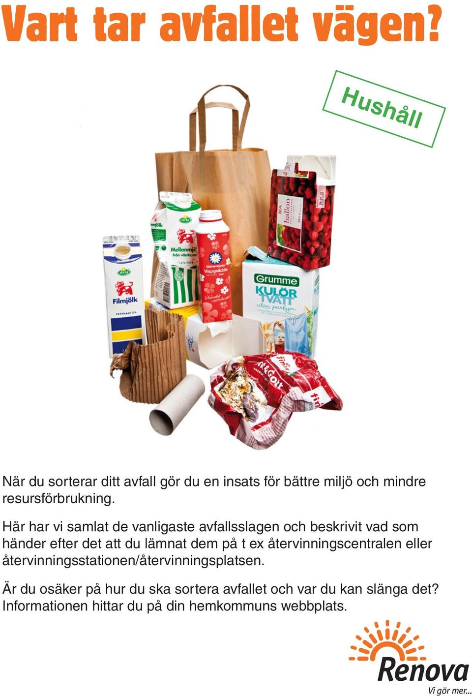 Här har vi samlat de vanligaste avfallsslagen och beskrivit vad som händer efter det att du lämnat dem på t