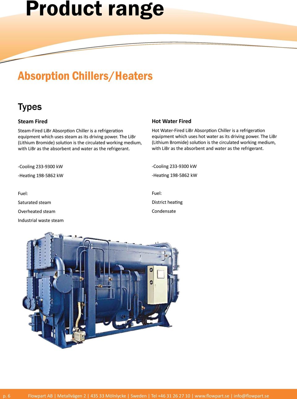 Hot Water Fired Hot Water-Fired LiBr Absorption Chiller is a refrigeration equipment which uses hot water as its driving power.