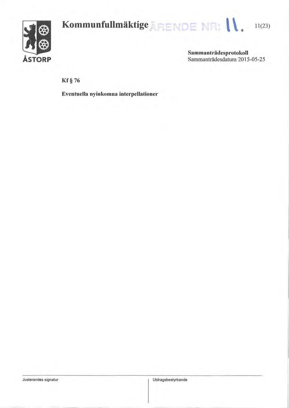 Sammanträdesdatum 2015-05-25 Kf 76