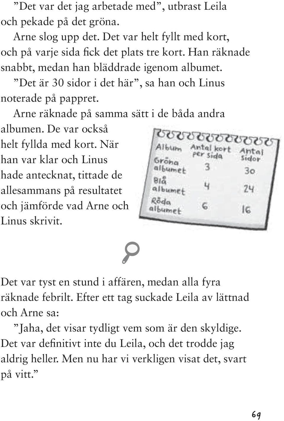 De var också helt fyllda med kort. När han var klar och Linus hade antecknat, tittade de allesammans på resultatet och jämförde vad Arne och Linus skrivit.