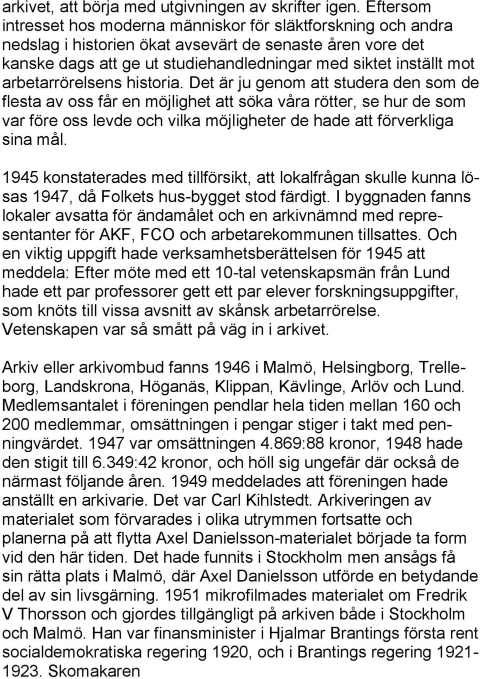 arbetarrörelsens historia.