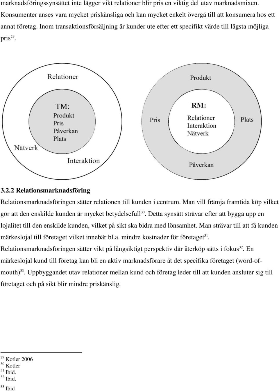 Inom transaktionsförsäljning är kunder ute efter ett specifikt värde till lägsta möjliga pris 29. 3.2.2 Relationsmarknadsföring Relationsmarknadsföringen sätter relationen till kunden i centrum.