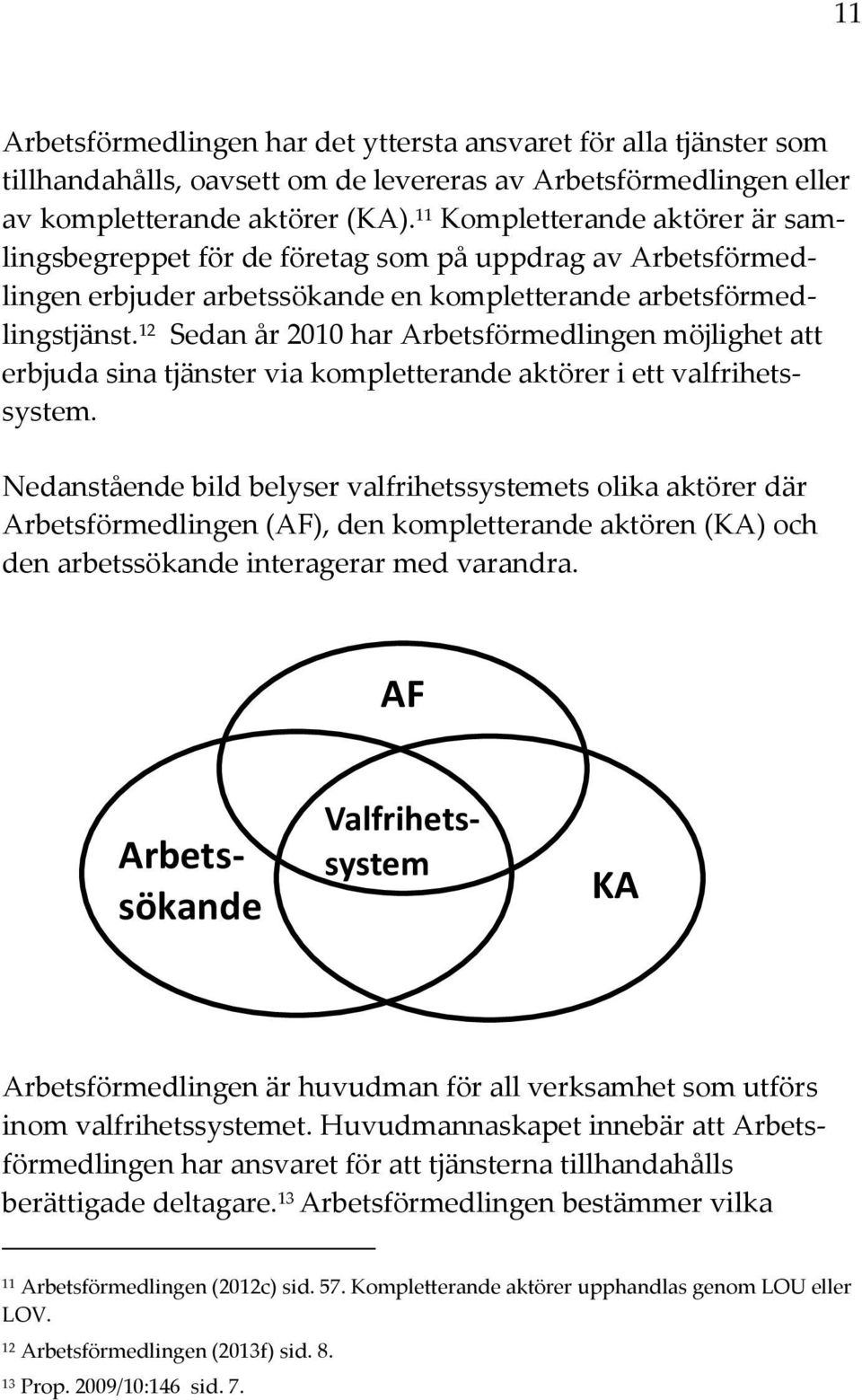 12 Sedan år 2010 har Arbetsförmedlingen möjlighet att erbjuda sina tjänster via kompletterande aktörer i ett valfrihetssystem.