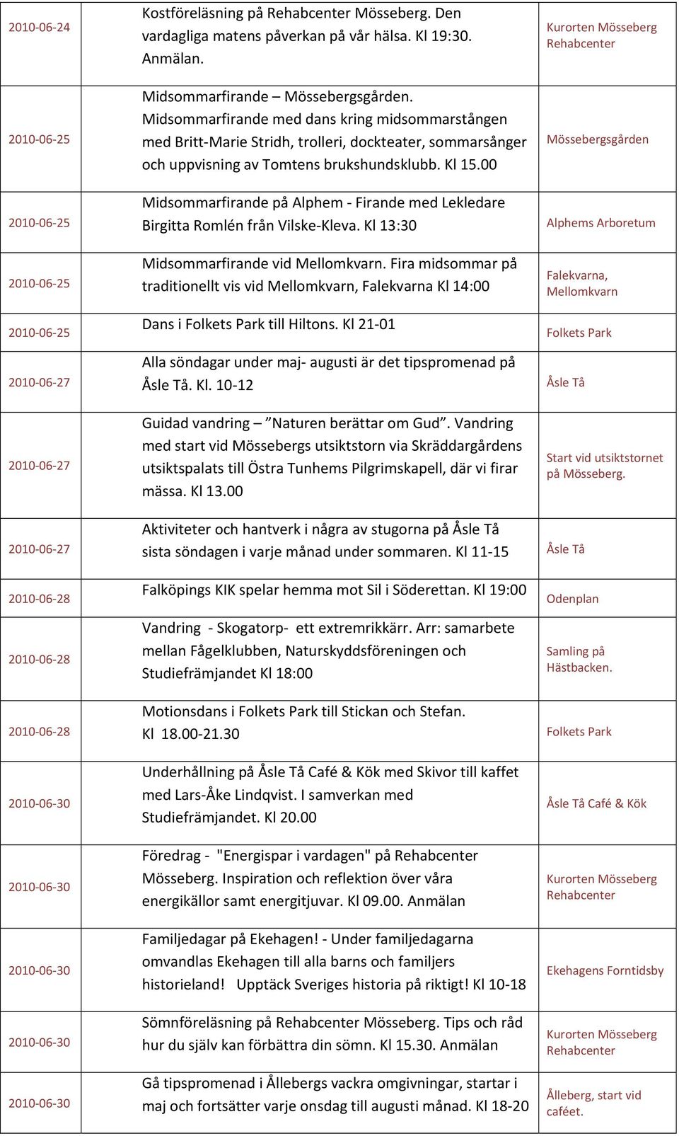 00 Midsommarfirande på Alphem Firande med Lekledare Birgitta Romlén från Vilske Kleva. Kl 13:30 Midsommarfirande vid Mellomkvarn.