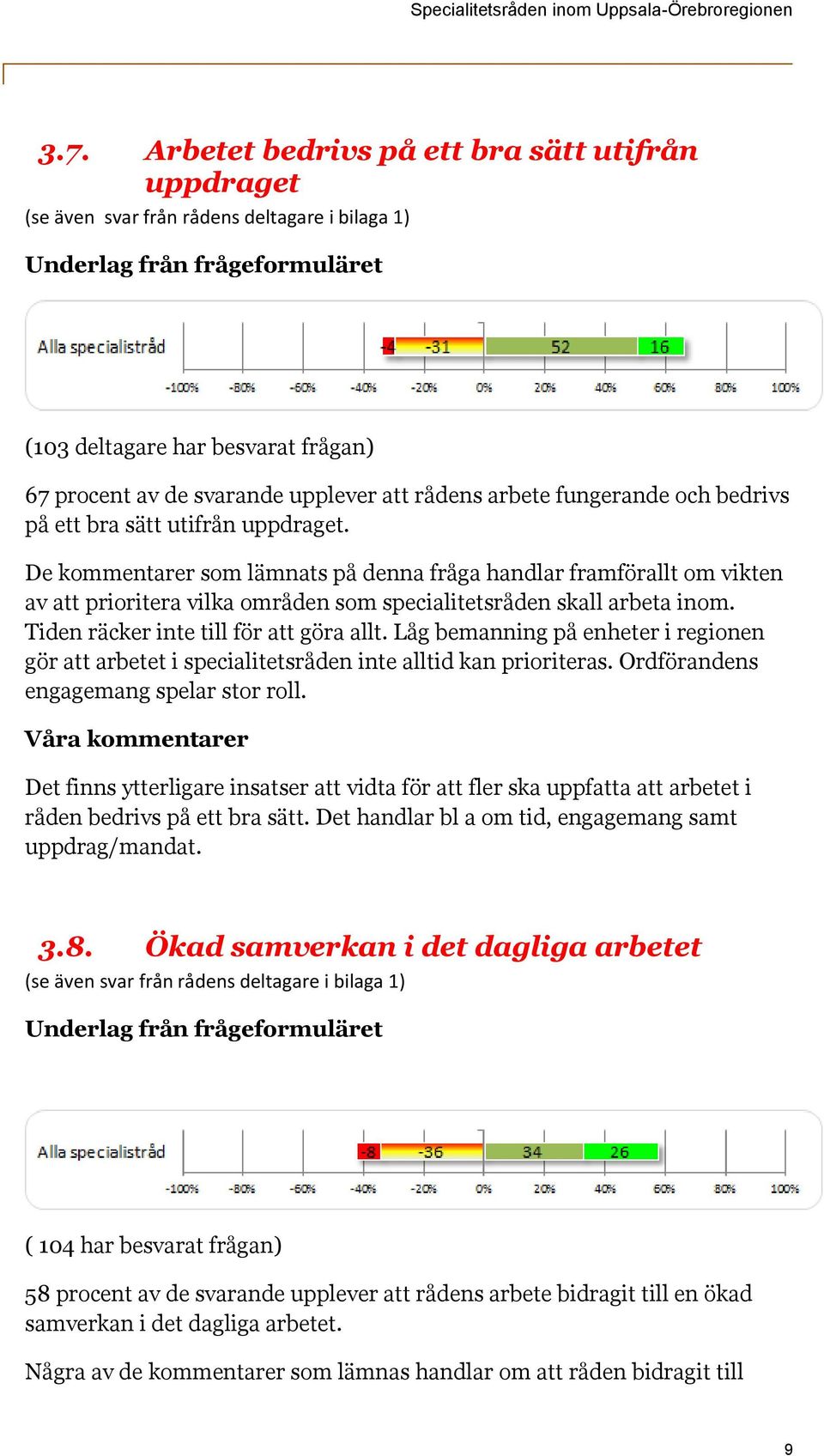 De kommentarer som lämnats på denna fråga handlar framförallt om vikten av att prioritera vilka områden som specialitetsråden skall arbeta inom. Tiden räcker inte till för att göra allt.