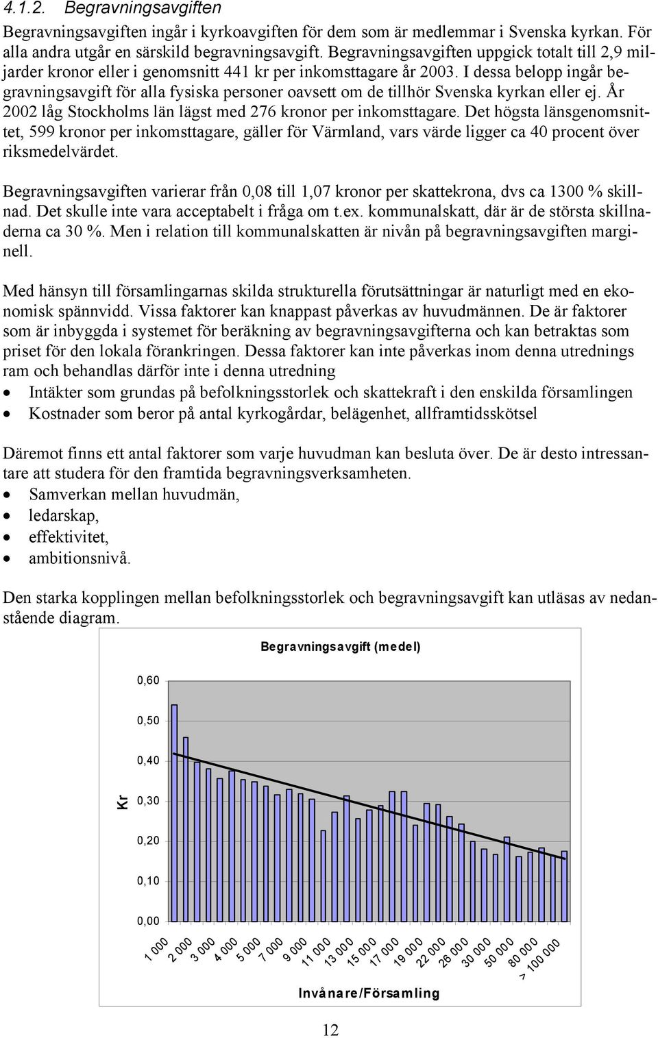 I dessa belopp ingår begravningsavgift för alla fysiska personer oavsett om de tillhör Svenska kyrkan eller ej. År 2002 låg Stockholms län lägst med 276 kronor per inkomsttagare.