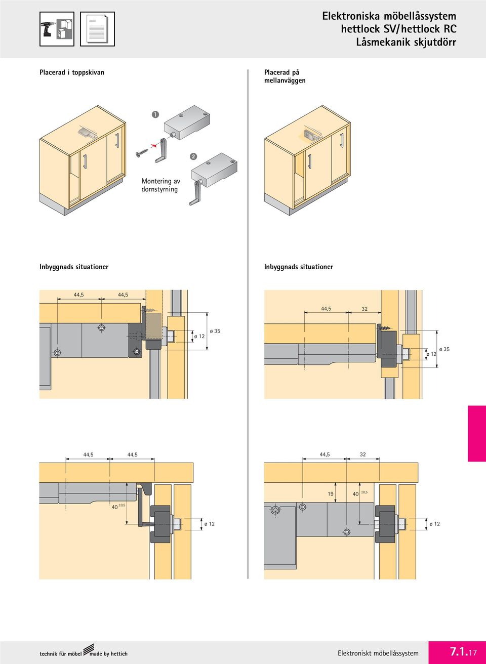 Inbyggnads situationer Inbyggnads situationer 44,5 44,5 44,5 ø 12 ø 35 ø 12