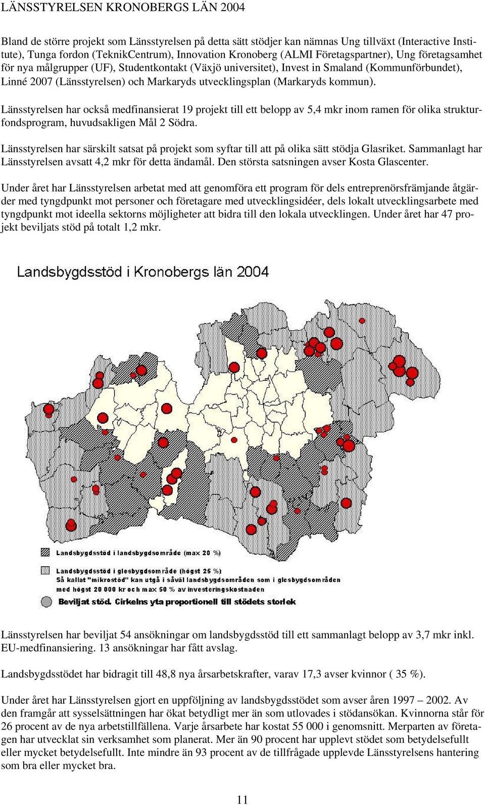 Länsstyrelsen har också medfinansierat 19 projekt till ett belopp av 5,4 mkr inom ramen för olika strukturfondsprogram, huvudsakligen Mål 2 Södra.