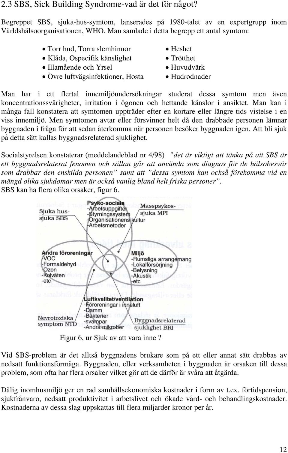 i ett flertal innemiljöundersökningar studerat dessa symtom men även koncentrationssvårigheter, irritation i ögonen och hettande känslor i ansiktet.