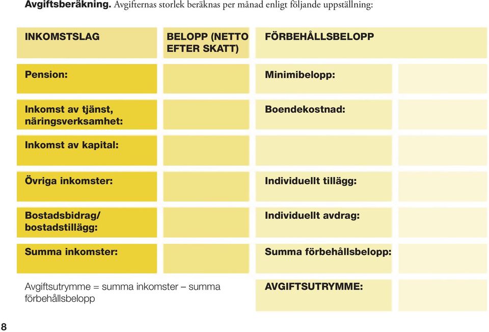 SKATT) FÖRBEHÅLLSBELOPP Minimibelopp: Inkomst av tjänst, näringsverksamhet: Inkomst av kapital: Boendekostnad: