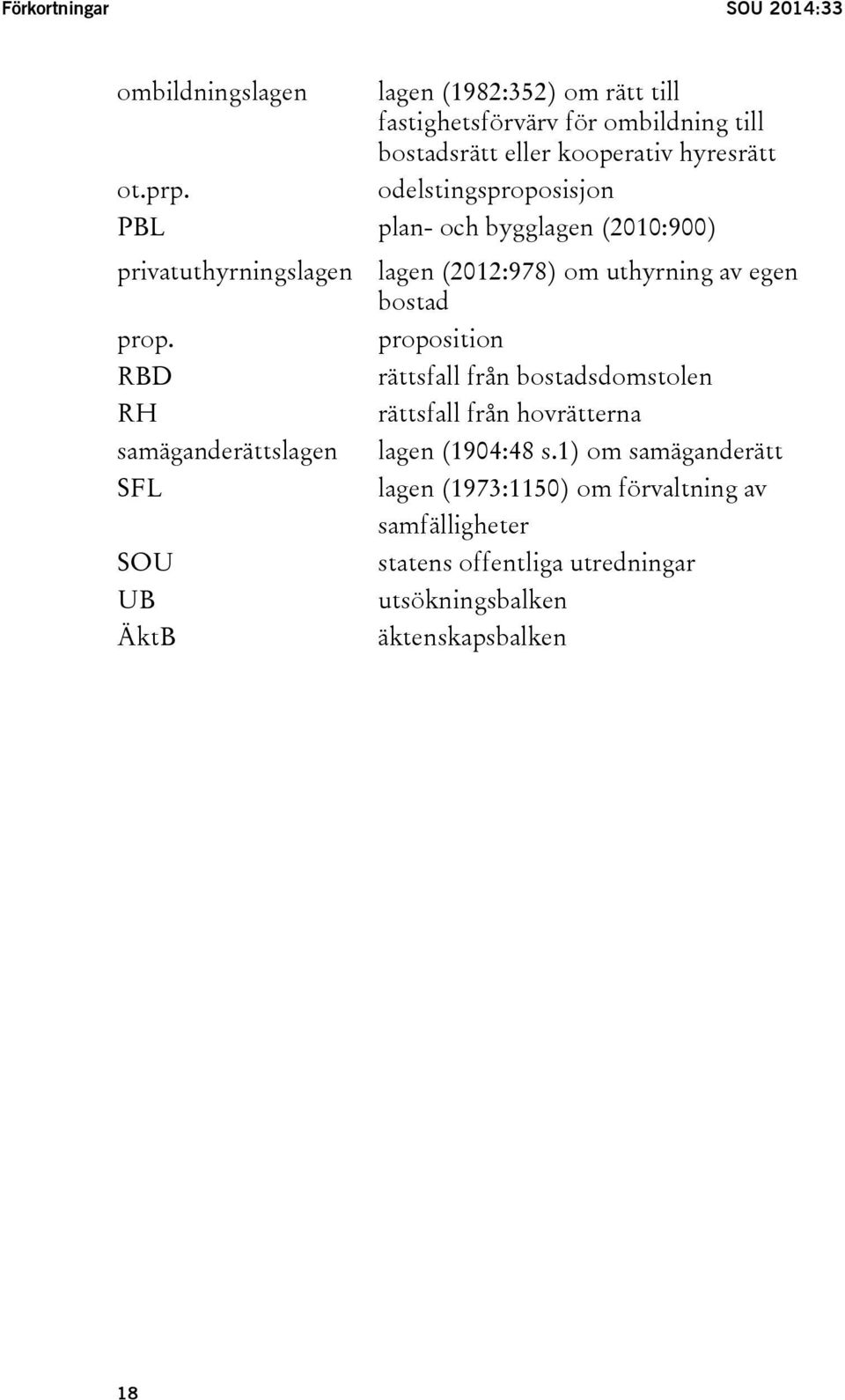 odelstingsproposisjon PBL plan- och bygglagen (2010:900) privatuthyrningslagen lagen (2012:978) om uthyrning av egen bostad prop.