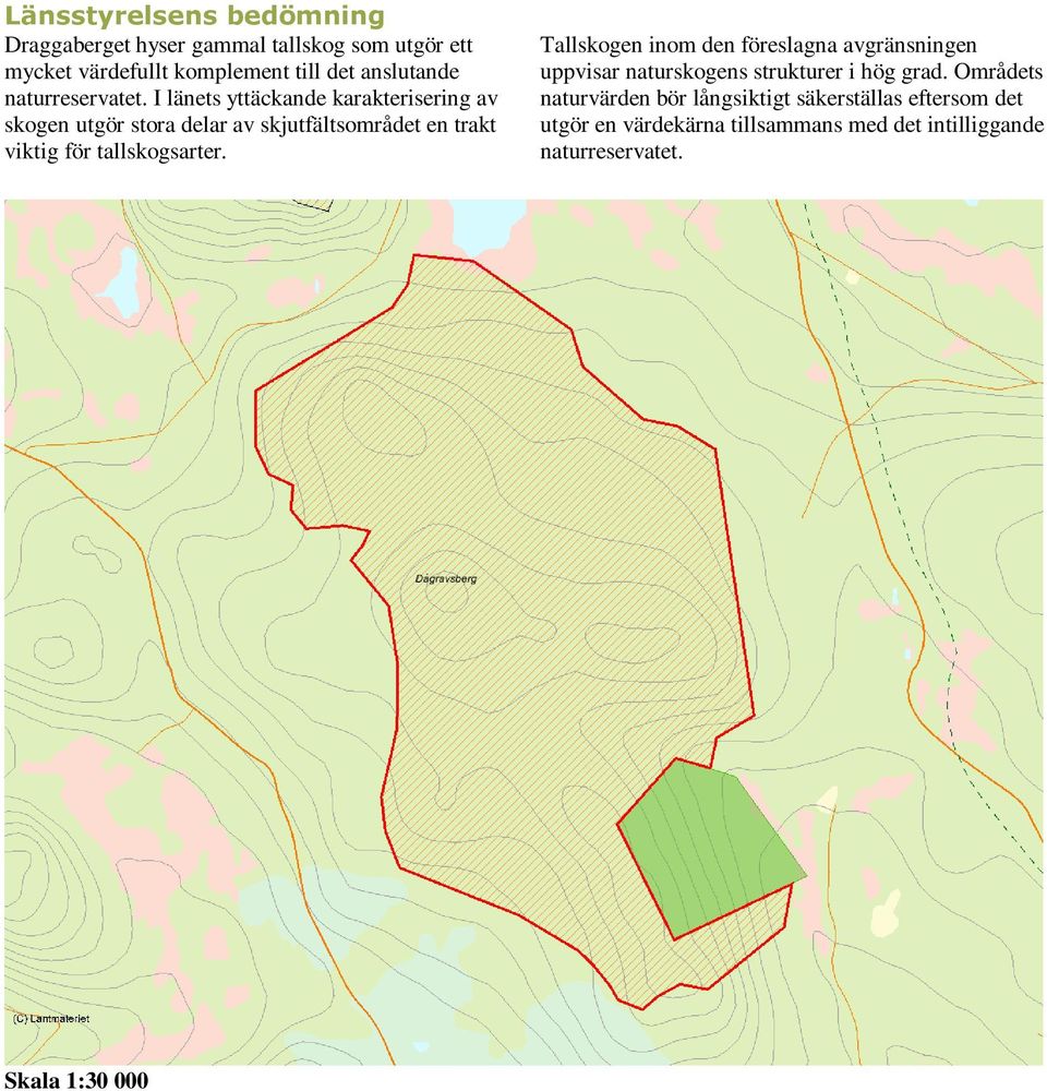 I länets yttäckande karakterisering av skogen utgör stora delar av skjutfältsområdet en trakt viktig för tallskogsarter.