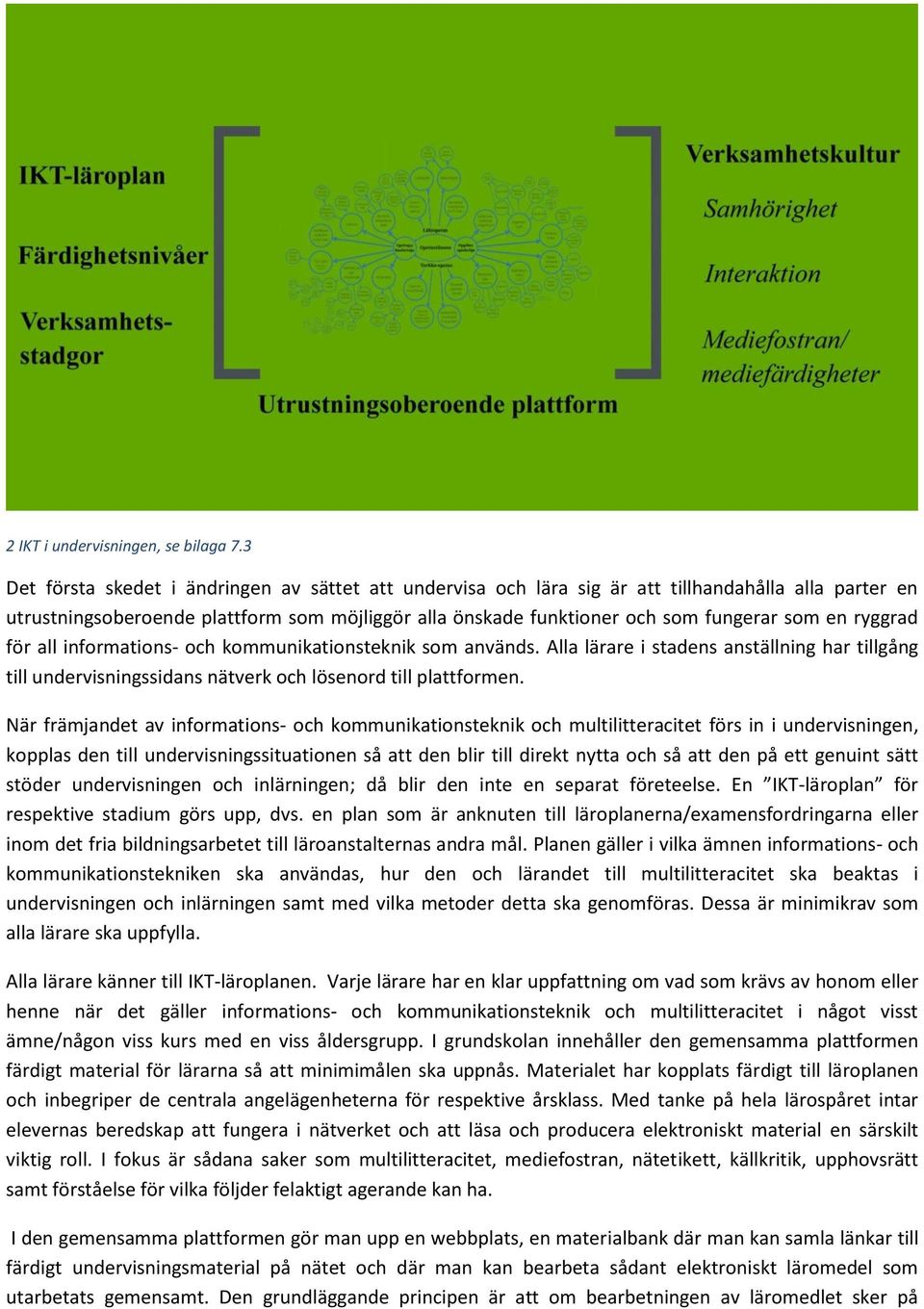 ryggrad för all informations- och kommunikationsteknik som används. Alla lärare i stadens anställning har tillgång till undervisningssidans nätverk och lösenord till plattformen.