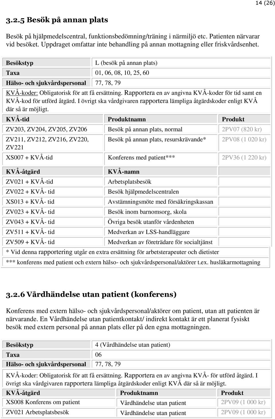 Rapportera en av angivna KVÅ-koder för tid samt en KVÅ-kod för utförd åtgärd. I övrigt ska vårdgivaren rapportera lämpliga åtgärdskoder enligt KVÅ där så är möjligt.