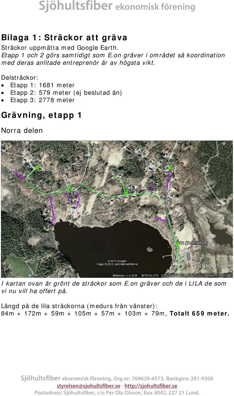 Delsträckor: Etapp 1: 1681 meter Etapp 2: 579 meter (ej beslutad än) Etapp 3: 2778 meter Grävning, etapp 1 Norra delen I kartan