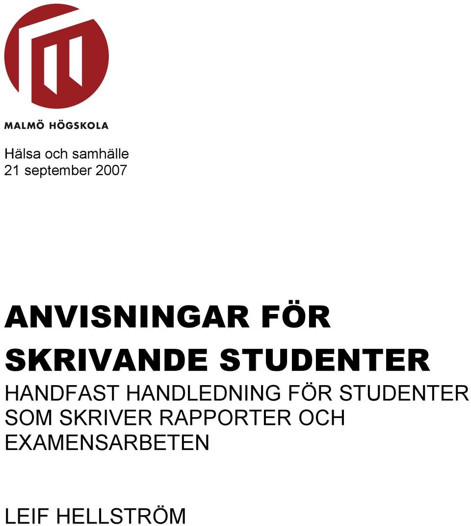 HANDFAST HANDLEDNING FÖR STUDENTER SOM