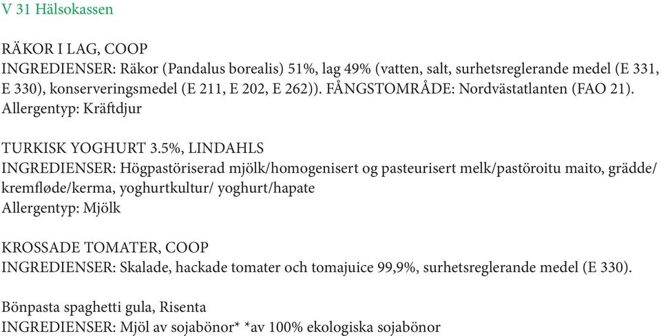 5%, LINDAHLS INGREDIENSER: Högpastöriserad mjölk/homogenisert og pasteurisert melk/pastöroitu maito, grädde/ kremfløde/kerma, yoghurtkultur/ yoghurt/hapate