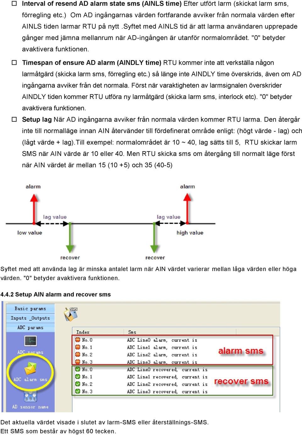 syftet med AINLS tid är att larma användaren upprepade gånger med jämna mellanrum när AD-ingången är utanför normalområdet. "0" betyder avaktivera funktionen.