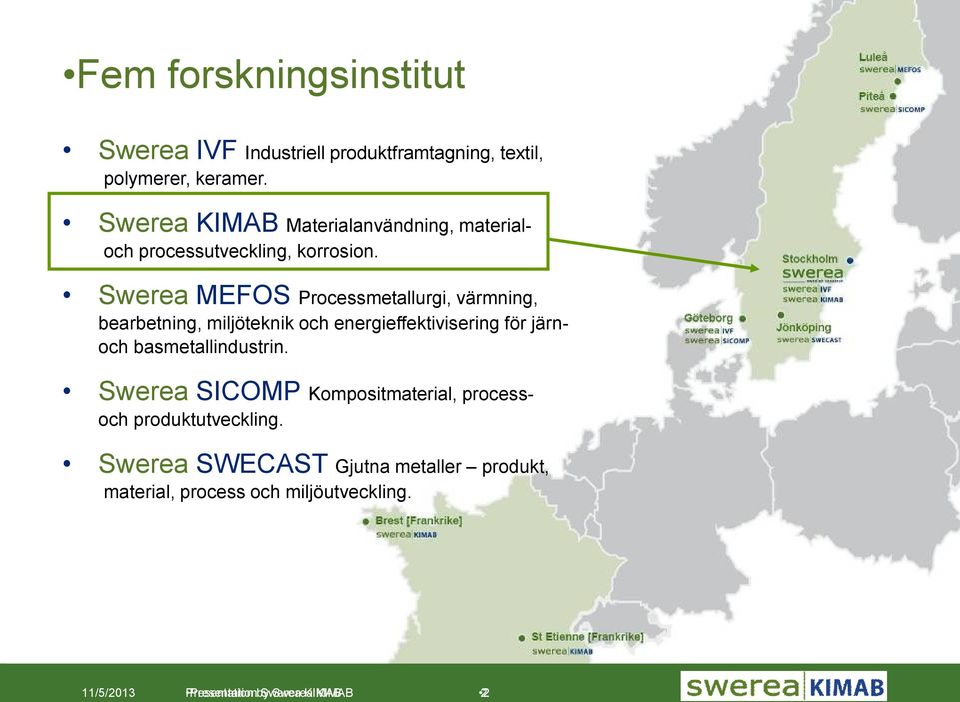 Swerea MEFOS Processmetallurgi, värmning, bearbetning, miljöteknik och energieffektivisering för järnoch