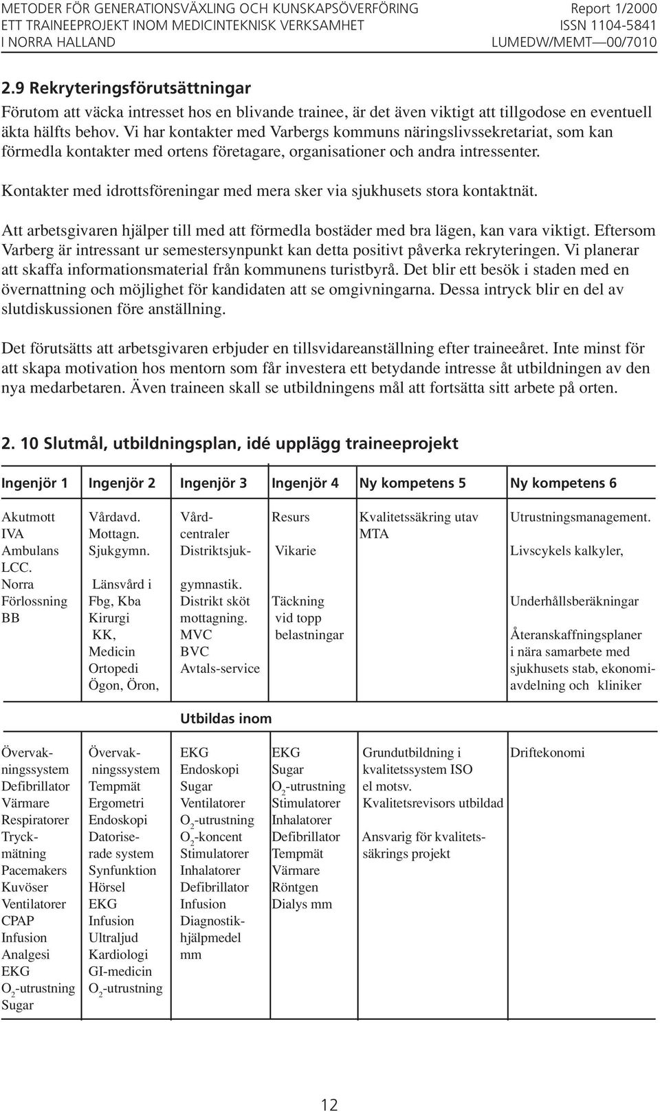 Kontakter med idrottsföreningar med mera sker via sjukhusets stora kontaktnät. Att arbetsgivaren hjälper till med att förmedla bostäder med bra lägen, kan vara viktigt.