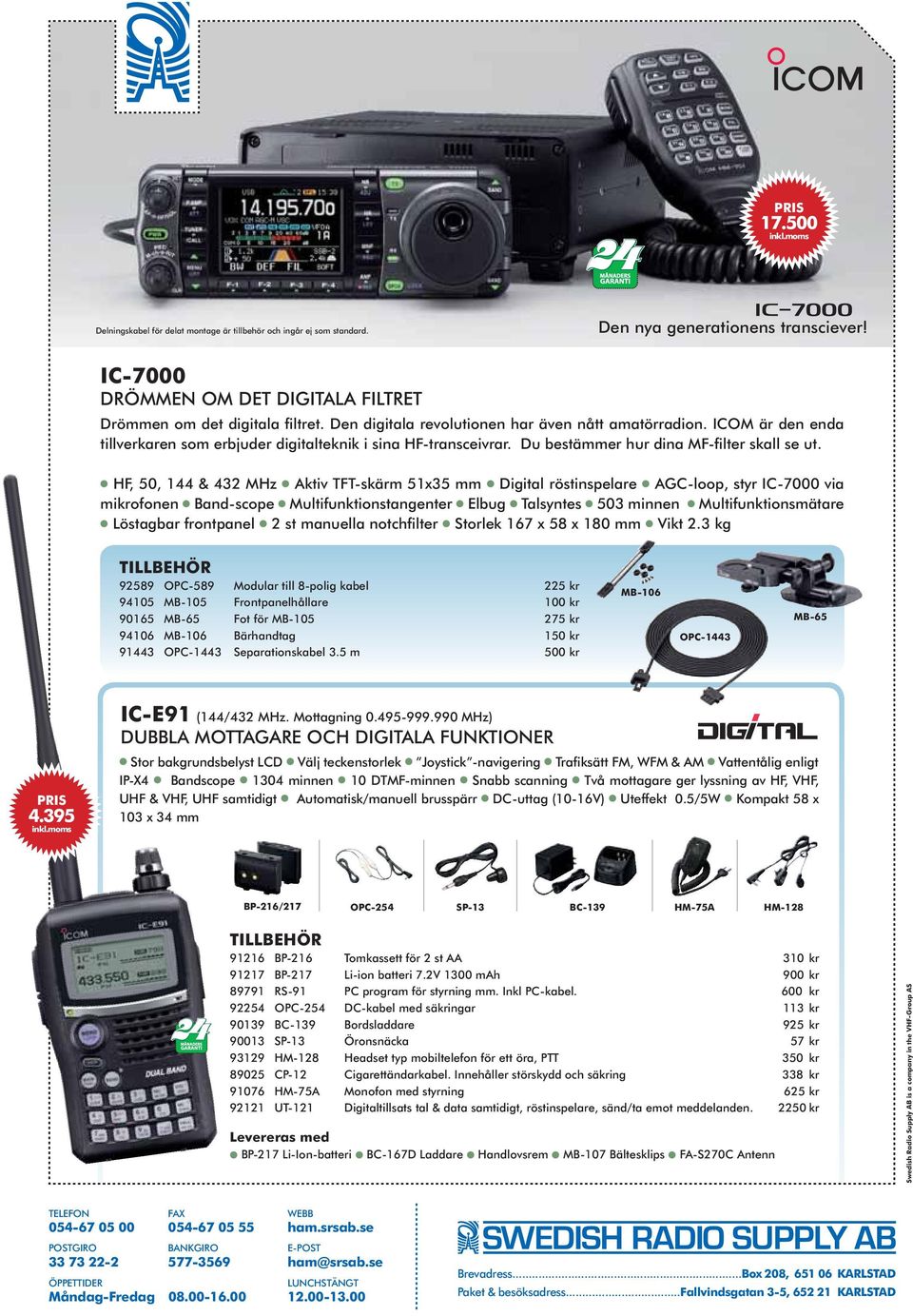 ICOM är den enda tillverkaren som erbjuder digitalteknik i sina HF-transceivrar. Du bestämmer hur dina MF-filter skall se ut.