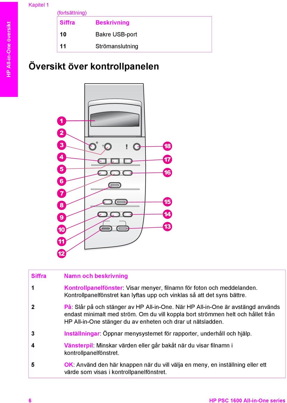 När HP All-in-One är avstängd används endast minimalt med ström. Om du vill koppla bort strömmen helt och hållet från HP All-in-One stänger du av enheten och drar ut nätsladden.