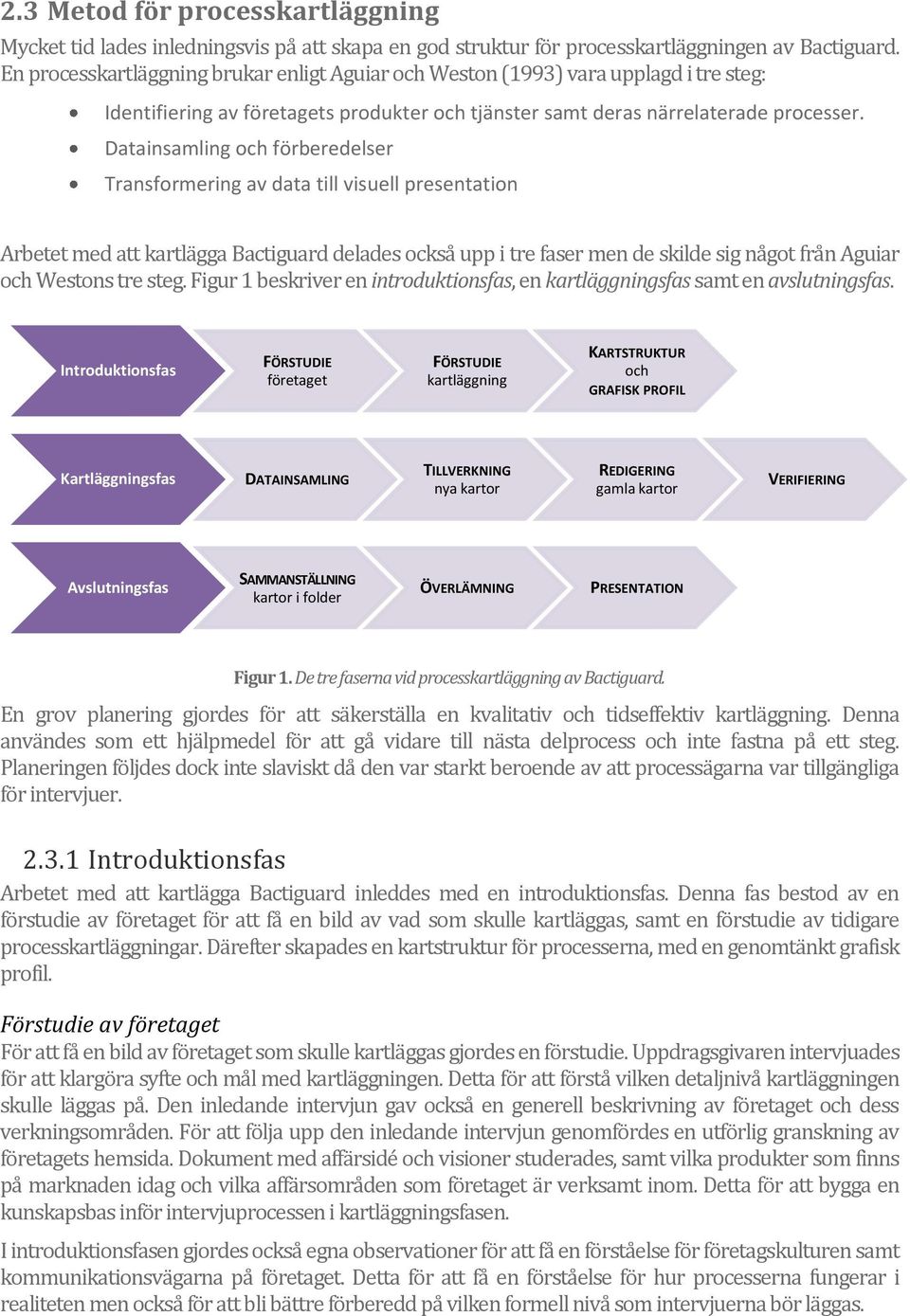 Datainsamling och förberedelser Transformering av data till visuell presentation Arbetet med att kartlägga Bactiguard delades också upp i tre faser men de skilde sig något från Aguiar och Westons tre