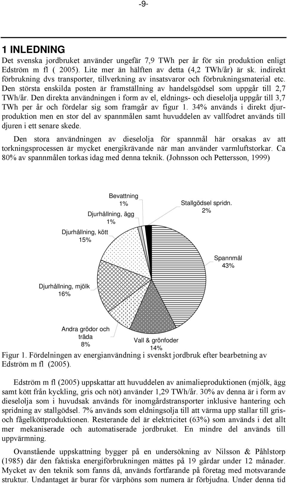 Den direkta användningen i form av el, eldnings- och dieselolja uppgår till 3,7 TWh per år och fördelar sig som framgår av figur 1.