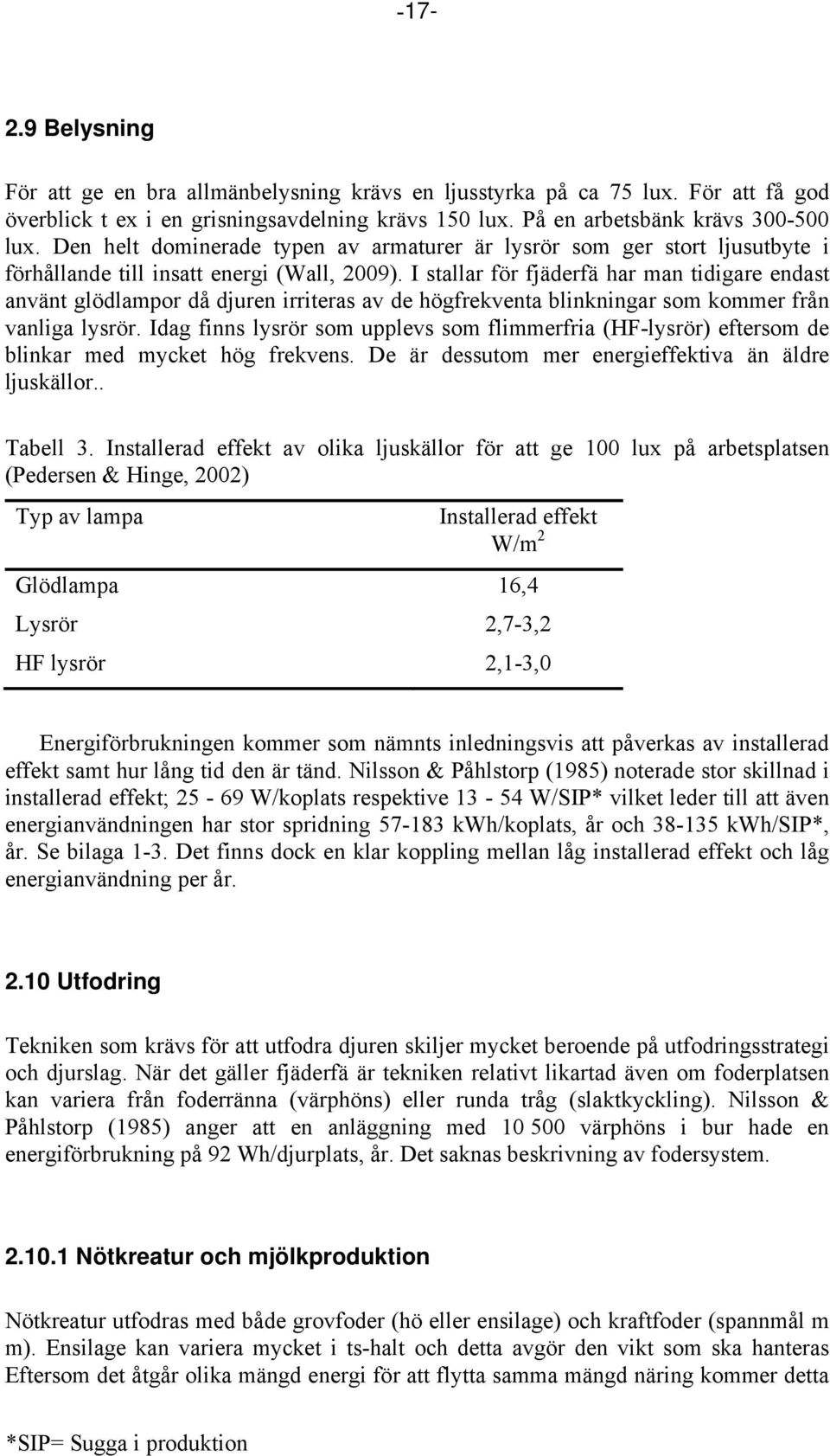 I stallar för fjäderfä har man tidigare endast använt glödlampor då djuren irriteras av de högfrekventa blinkningar som kommer från vanliga lysrör.