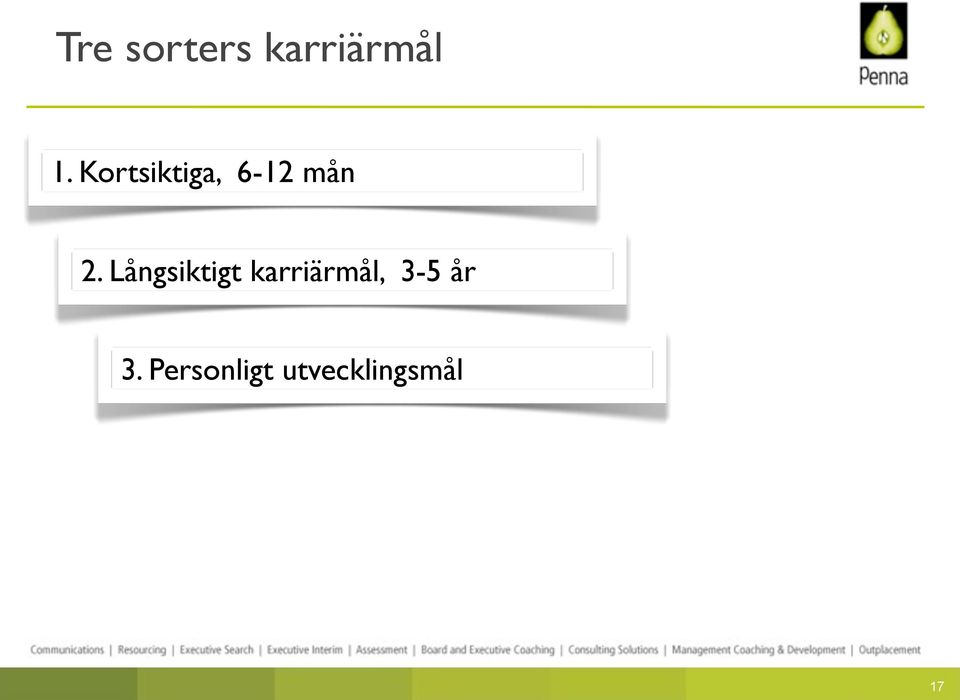 Långsiktigt karriärmål, 3-5