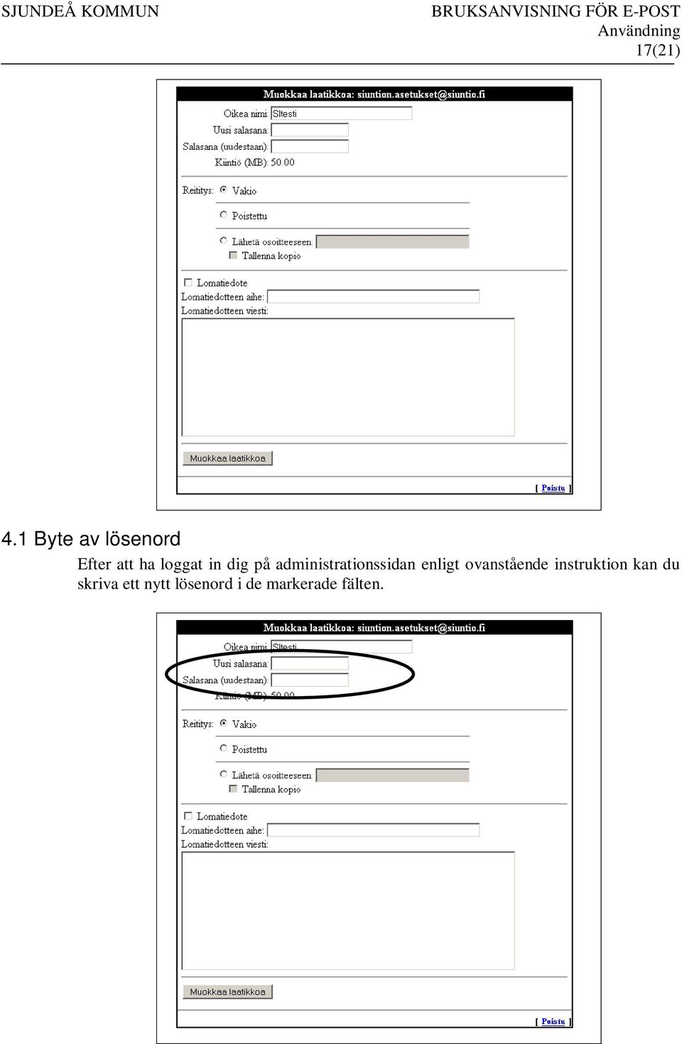 in dig på administrationssidan enligt