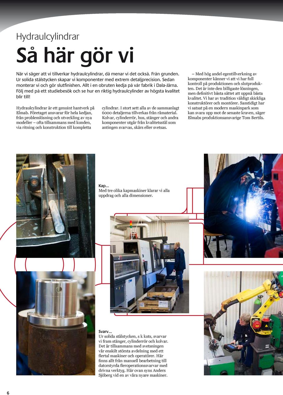 Hydraulcylindrar är ett genuint hantverk på Elmab.