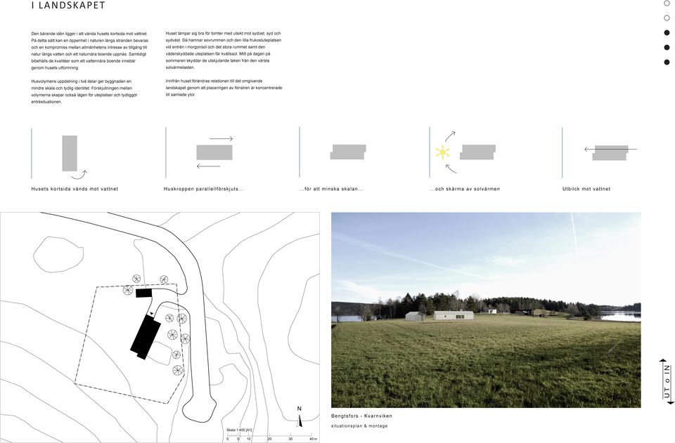 Samtidigt bibehålls de kvalitéer som ett vattennära boende innebär genom husets utformning. Huset lämpar sig bra för tomter med utsikt mot sydost, syd och sydväst.