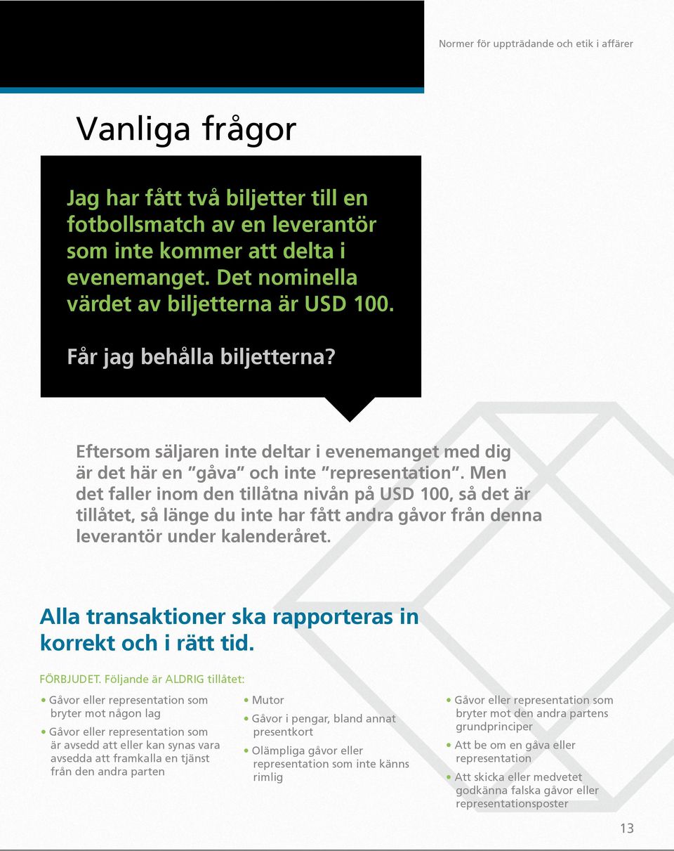 Men det faller inom den tillåtna nivån på USD 100, så det är tillåtet, så länge du inte har fått andra gåvor från denna leverantör under kalenderåret.