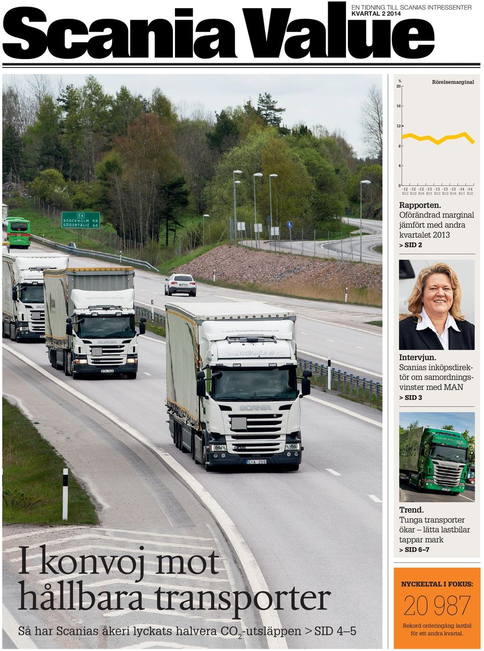 Scanias inköpsdirektör om samordningsvinster med MAN > SID 3 I konvoj mot hållbara transporter Så har Scanias åkeri lyckats halvera CO2-utsläppen > SID 4 5