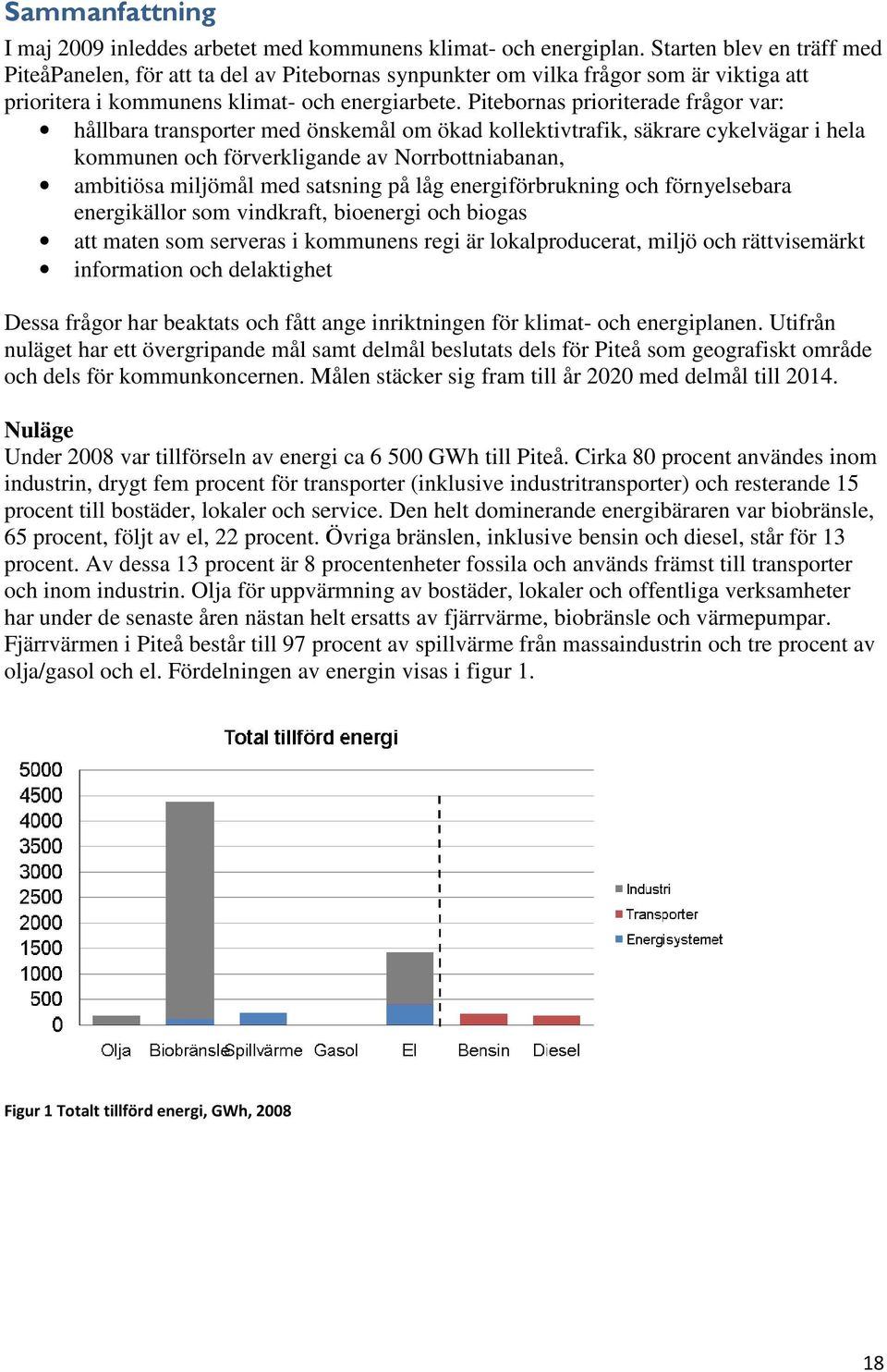 Pitebornas prioriterade frågor var: hållbara transporter med önskemål om ökad kollektivtrafik, säkrare cykelvägar i hela kommunen och förverkligande av Norrbottniabanan, ambitiösa miljömål med