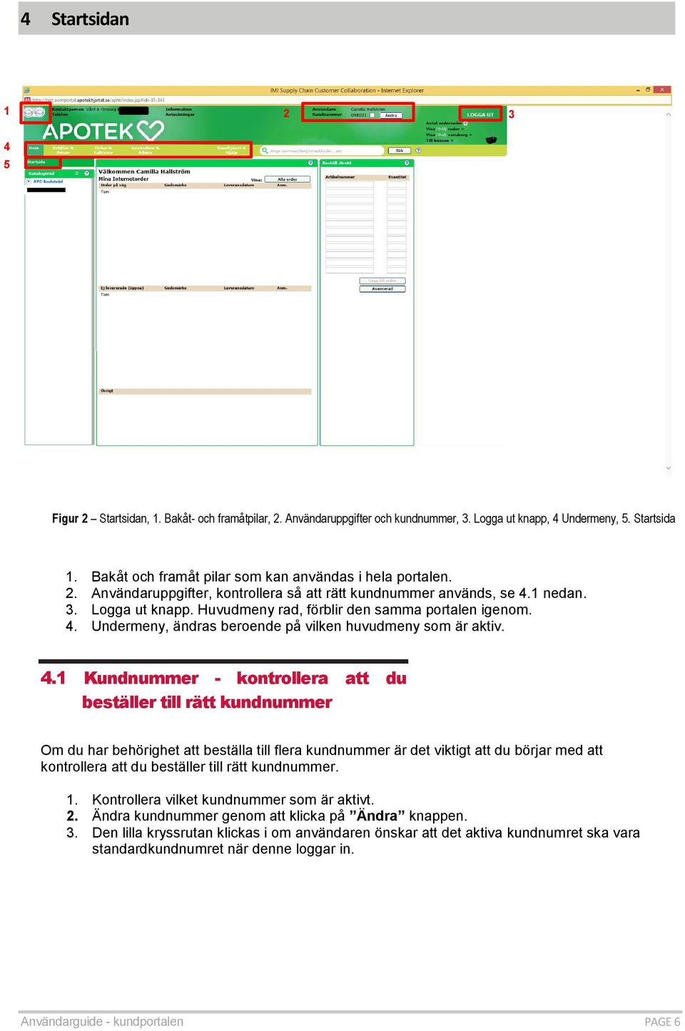 Huvudmeny rad, förblir den samma portalen igenom. 4.