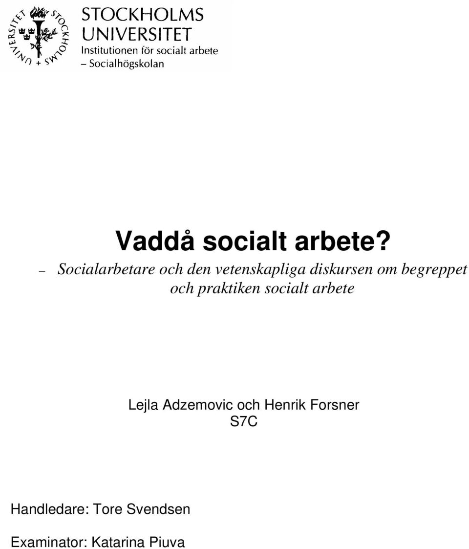 begreppet och praktiken socialt arbete Lejla