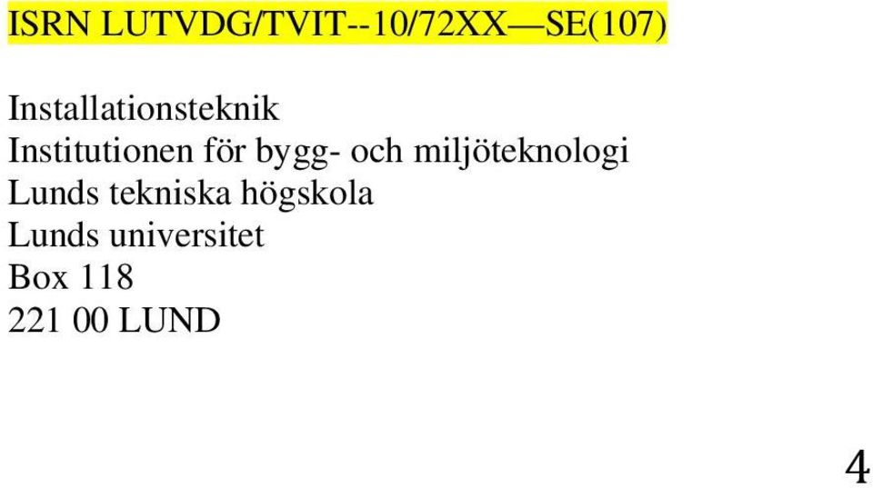 bygg- och miljöteknologi Lunds tekniska