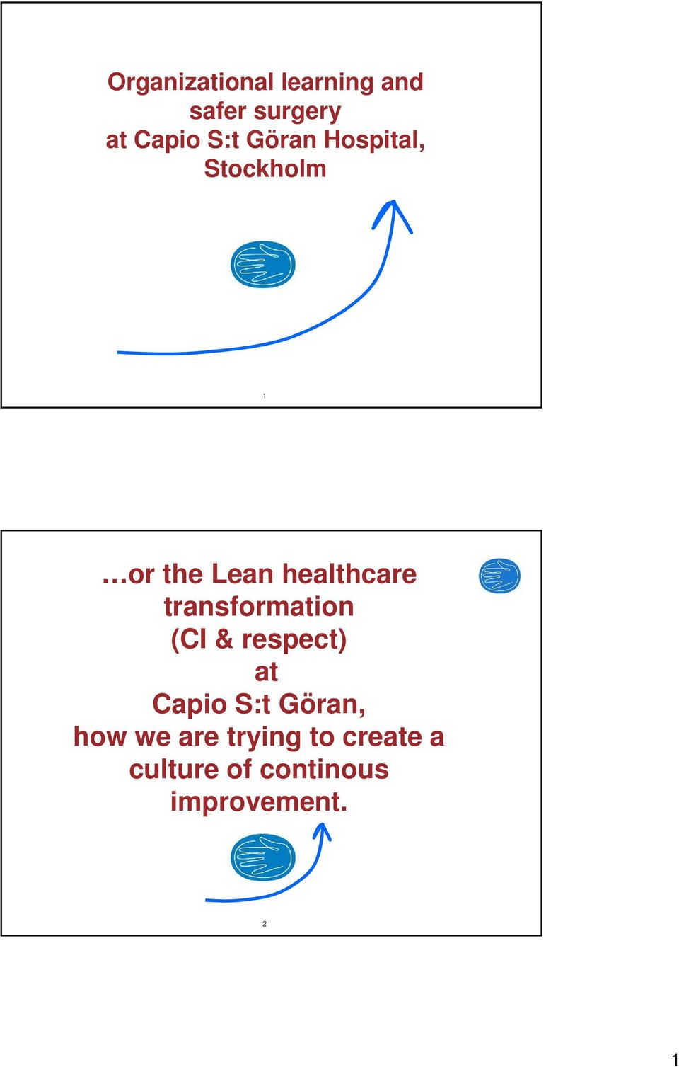 transformation (CI & respect) at Capio S:t Göran, how