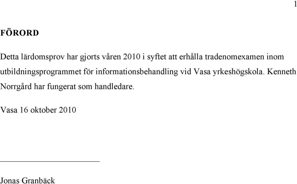 informationsbehandling vid Vasa yrkeshögskola.
