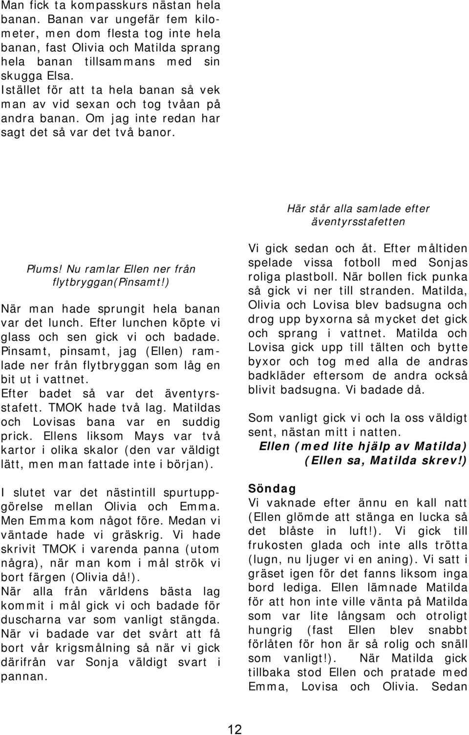 Nu ramlar Ellen ner från flytbryggan(pinsamt!) När man hade sprungit hela banan var det lunch. Efter lunchen köpte vi glass och sen gick vi och badade.