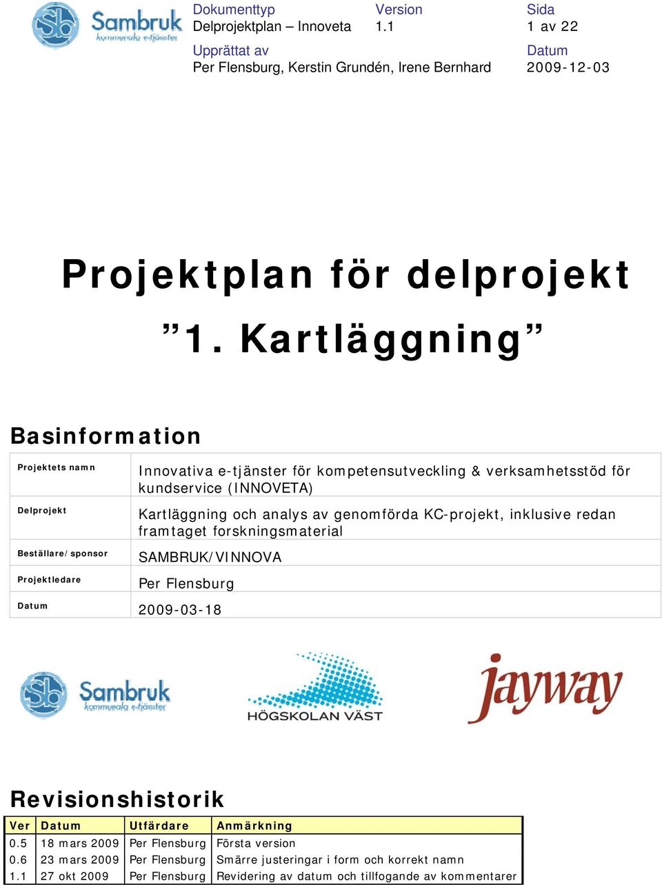 kundservice (INNOVETA) Kartläggning och analys av genomförda KC-projekt, inklusive redan framtaget forskningsmaterial SAMBRUK/VINNOVA Per Flensburg