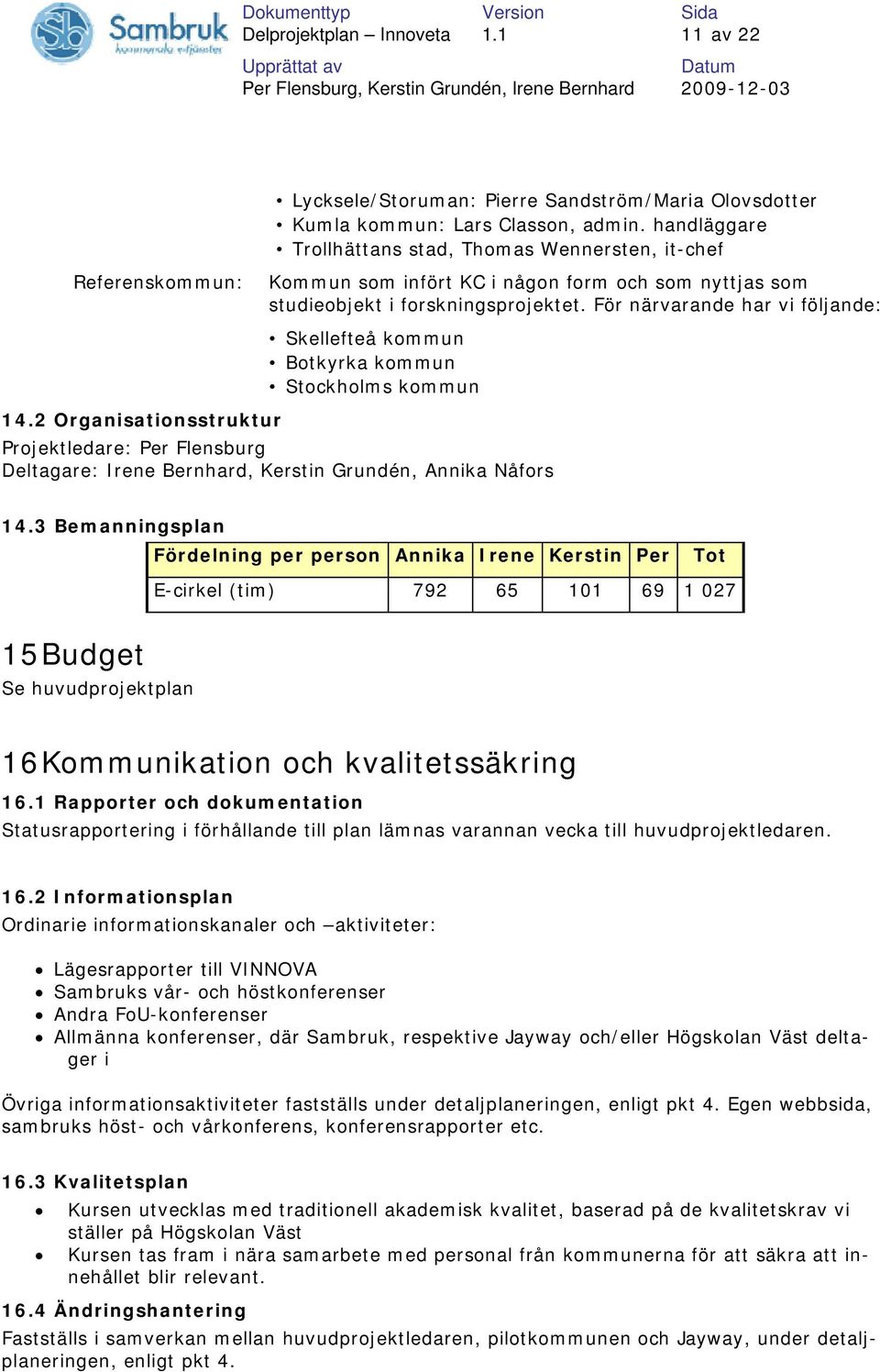 För närvarande har vi följande: Skellefteå kommun Botkyrka kommun Stockholms kommun 14.