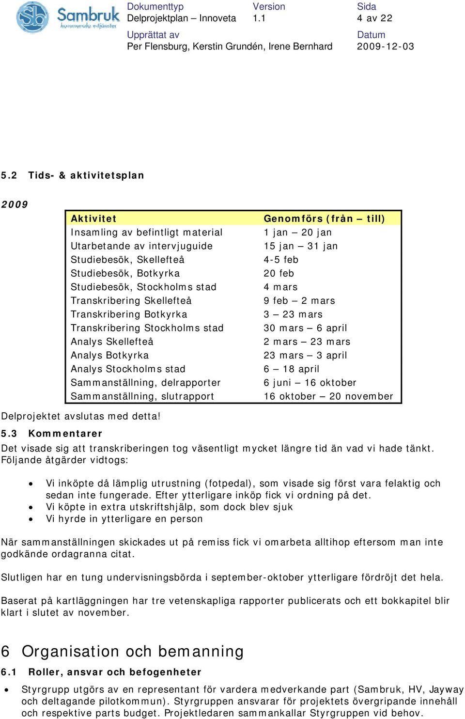 Skellefteå Transkribering Botkyrka Transkribering Stockholms stad Analys Skellefteå Analys Botkyrka Analys Stockholms stad Sammanställning, delrapporter Sammanställning, slutrapport Genomförs (från