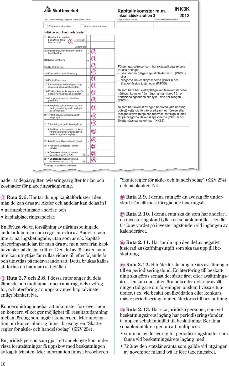 6 Kapitalförlust m.m. 2.7 Lämnade koncernbidrag och uppskov med kapitalvinst enligt N4 2.8 Erhållna koncernbidrag och återfört uppskov av kapitalvinst enligt N4 2.