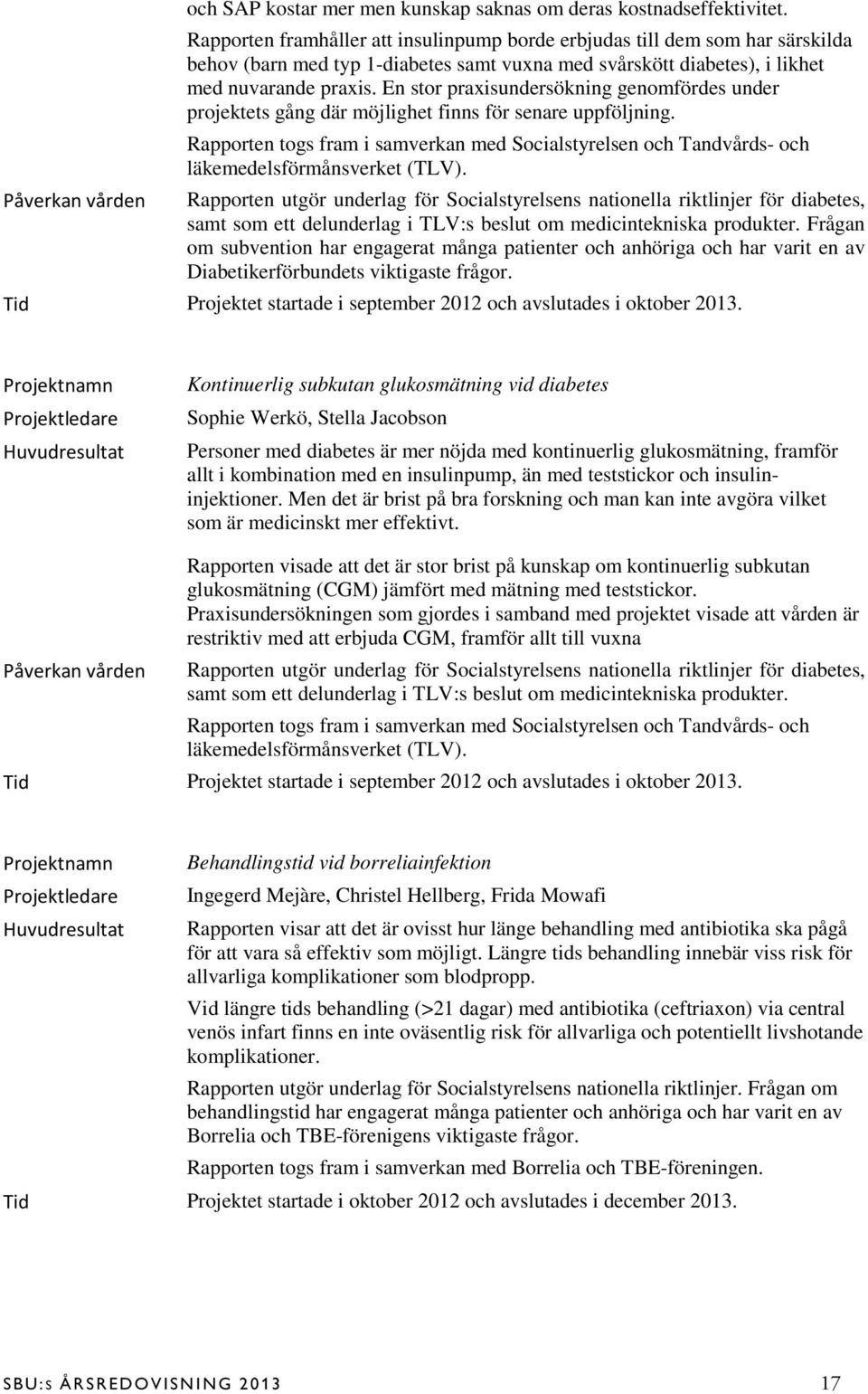 En stor praxisundersökning genomfördes under projektets gång där möjlighet finns för senare uppföljning.