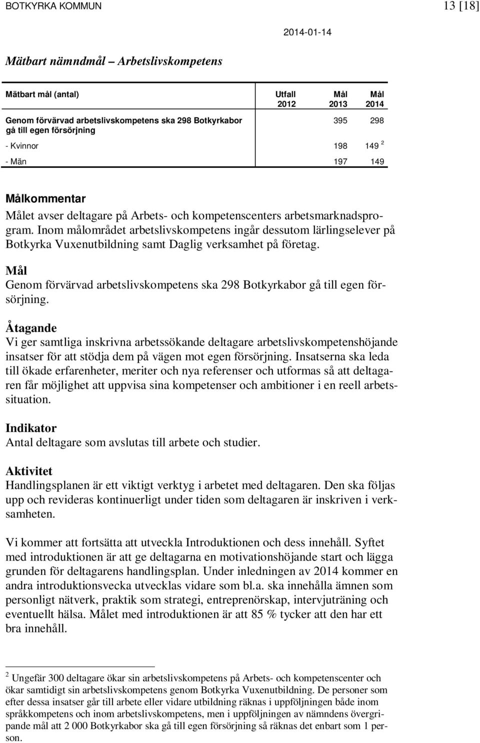 Inom målområdet arbetslivskompetens ingår dessutom lärlingselever på Botkyrka Vuxenutbildning samt Daglig verksamhet på företag.